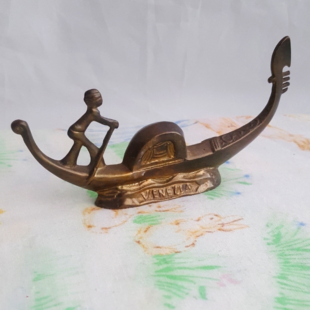 🌙Vintage BRASS Venezia Gondola Italy